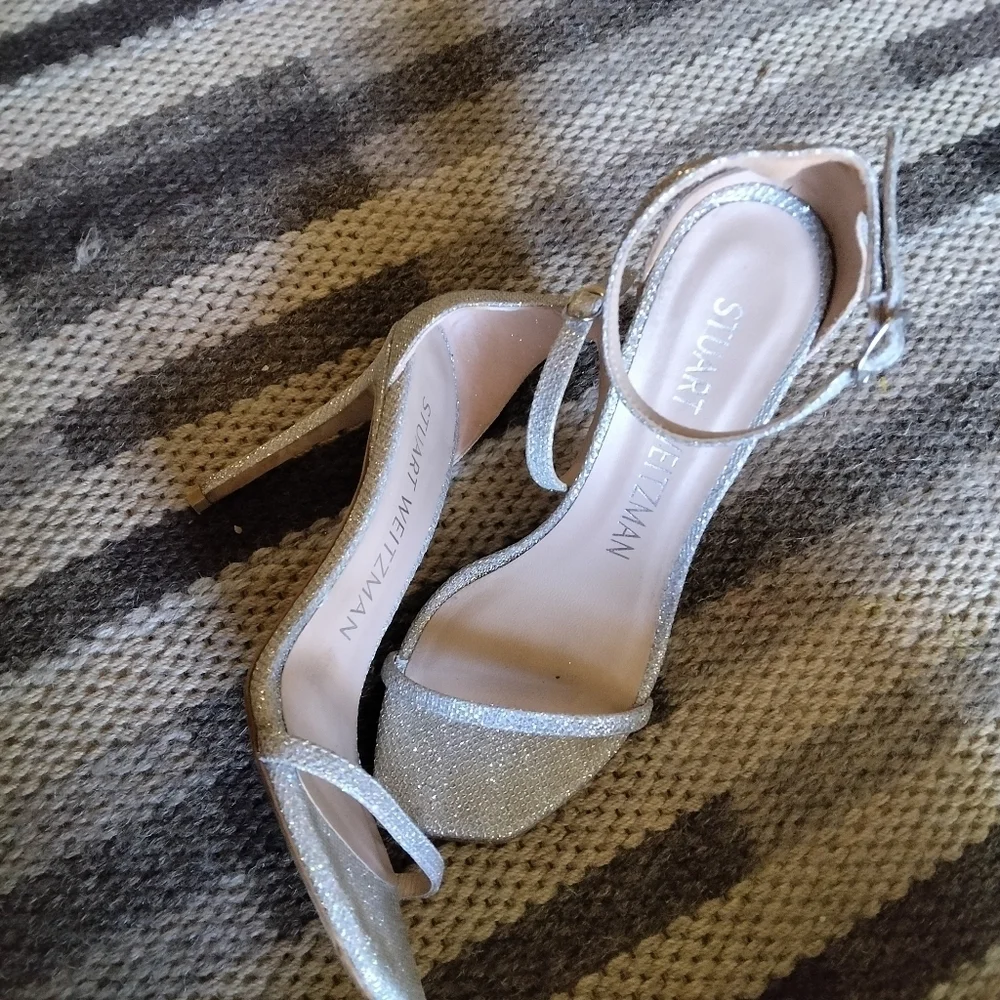 Stuart Weitzman Nudistcurve Patent crystal color Ankle strap sandals size 8